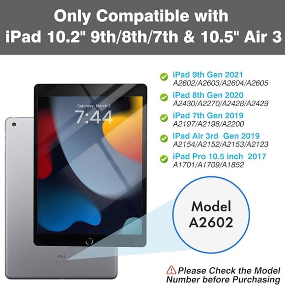 Keyboard Case for iPad 9th 8th 7th Gen 10.2” | Detachable Wireless Keyboard New - Picture 2 of 4